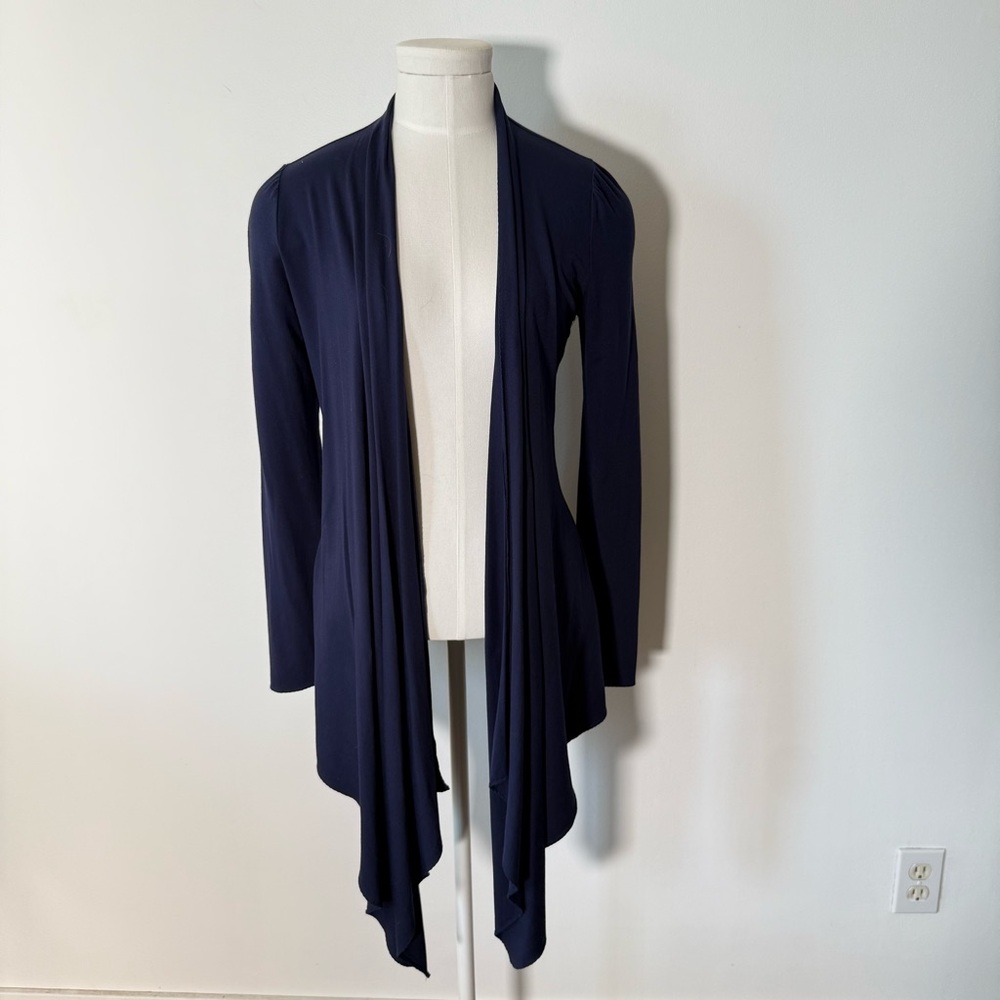 ME+EM Navy Blue Waterfall Open Cardigan Minimalist Simple S